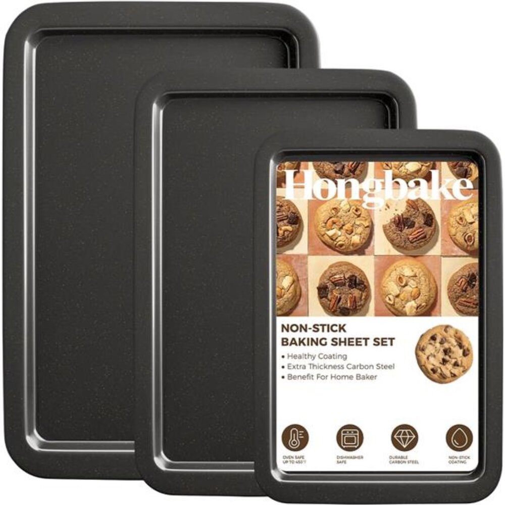 Ceramic Baking Sheet Pan Set, Cookie Sheet for Oven, Bakeware Sets with Grip